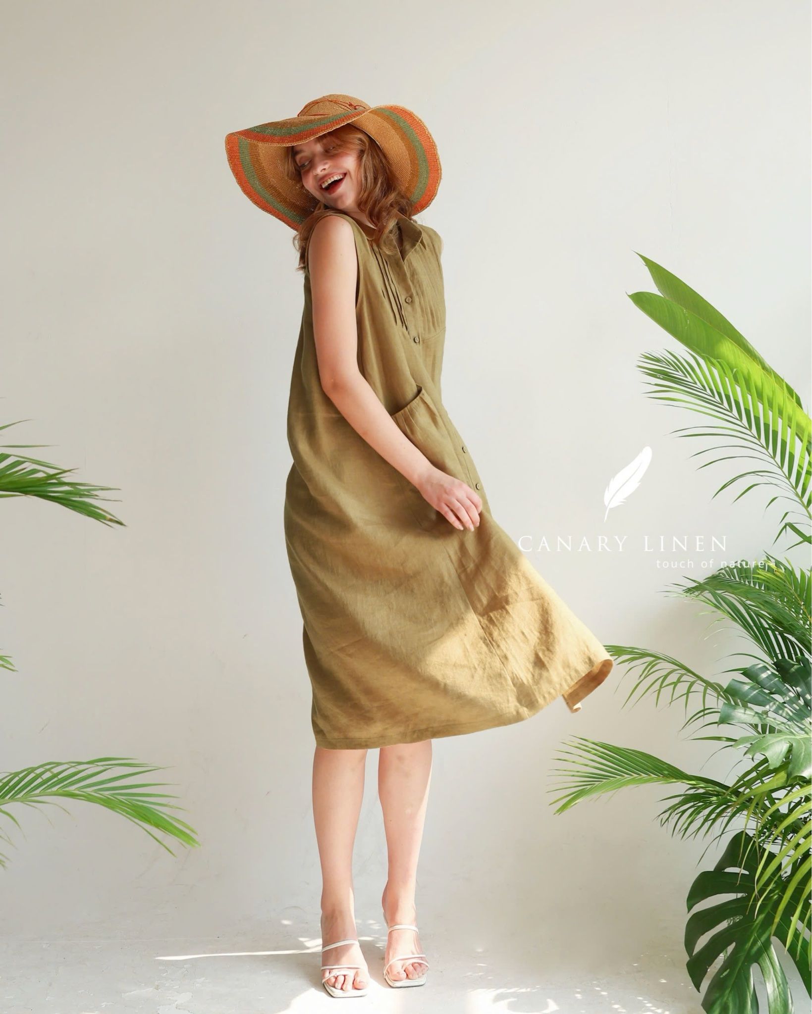  Pleat Dress - Olive nhạt 