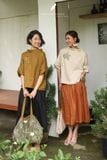  Áo cổ lọ thêu ngực - Xanh Vàng Olive 