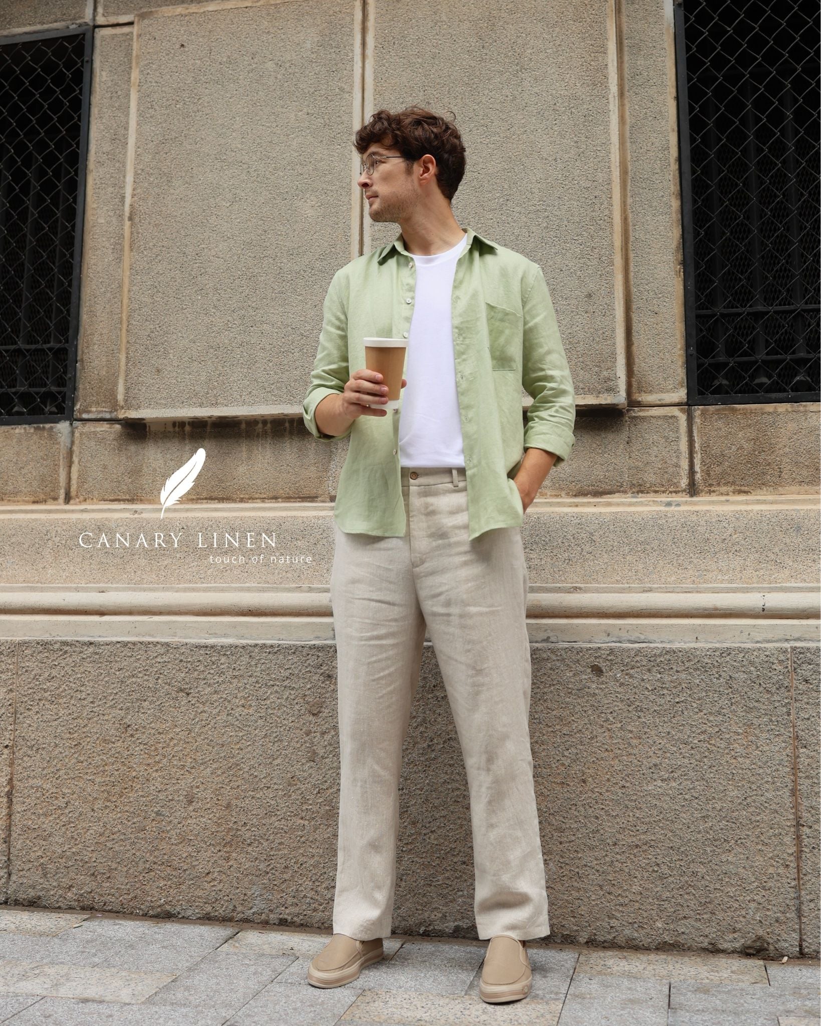  Men's Linen Stride Pants - Muối tiêu 
