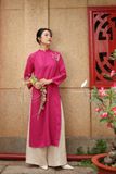  Áo dài cổ trụ - Hoa Linh Lan 