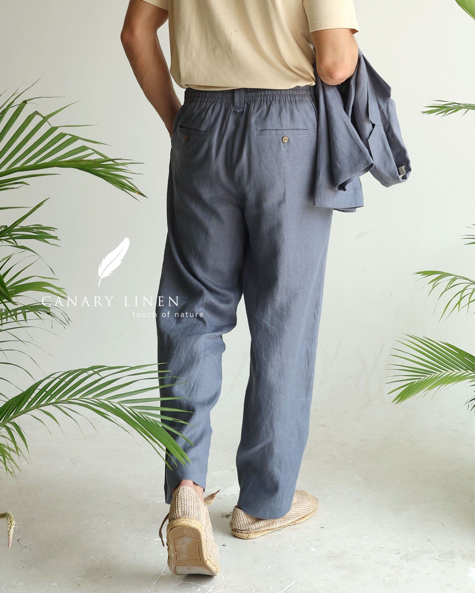  Men's Linen Stride Pants - Xám Chì 