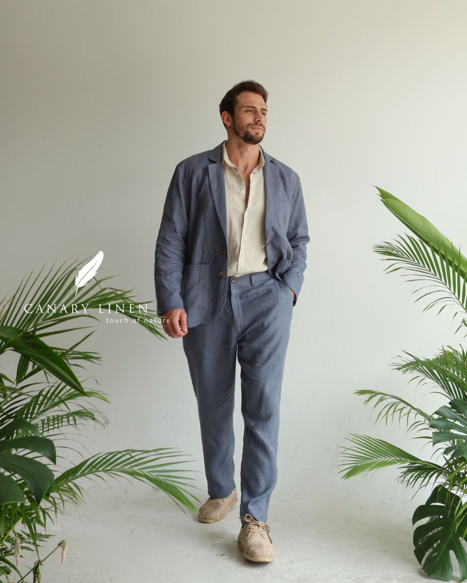 Men's Linen Stride Pants - Xám Chì 