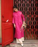  Áo dài cổ trụ - Hoa Linh Lan 