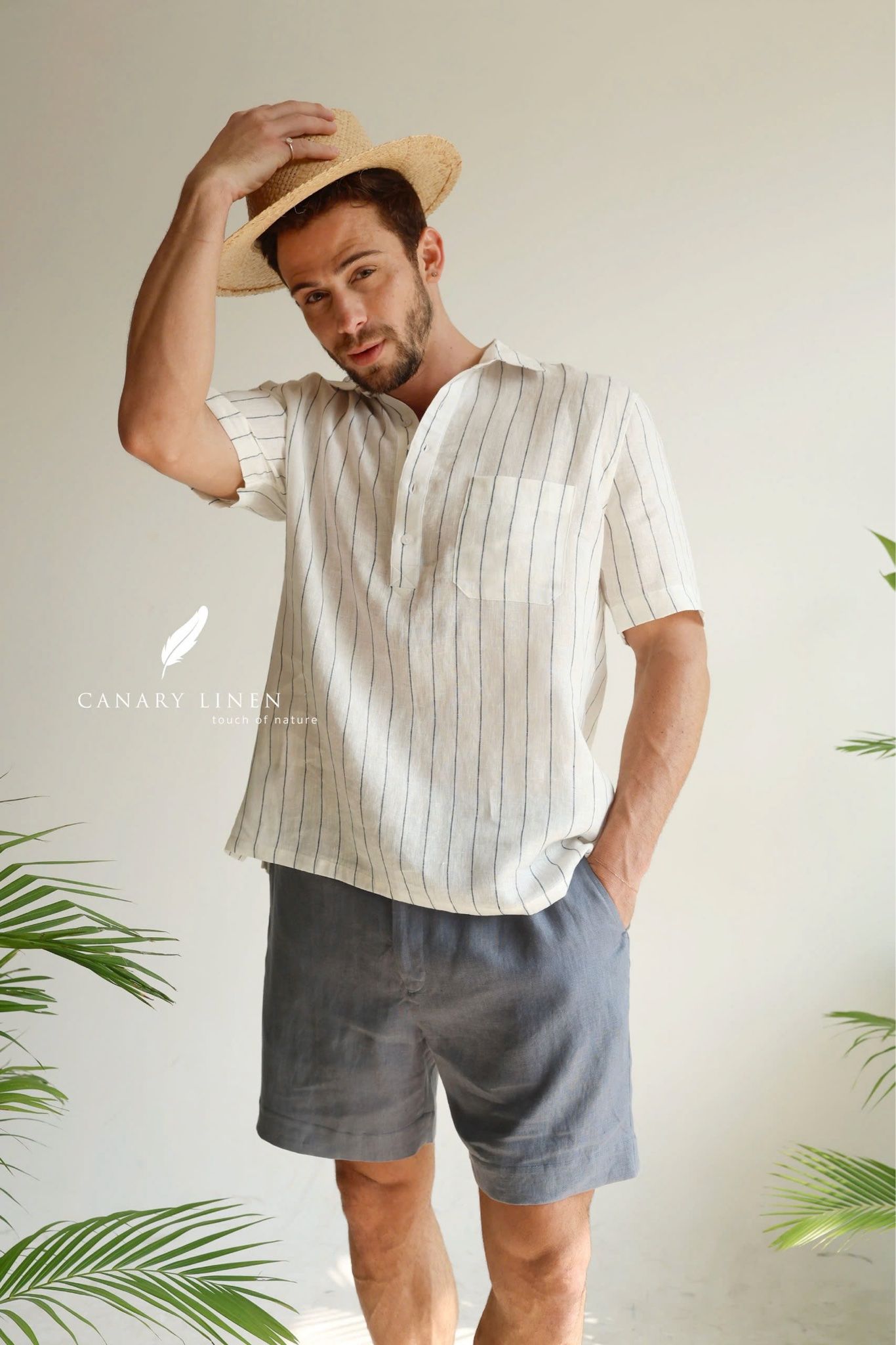  Short-Sleeve Polo Shirt - Trắng sọc 