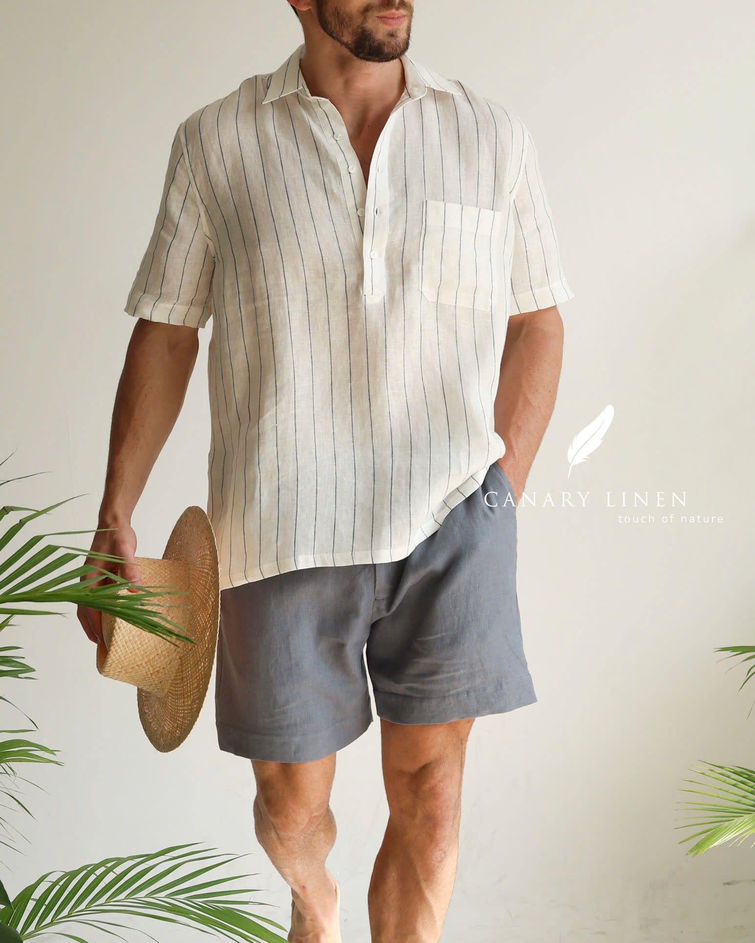  Short-Sleeve Polo Shirt - Trắng sọc 