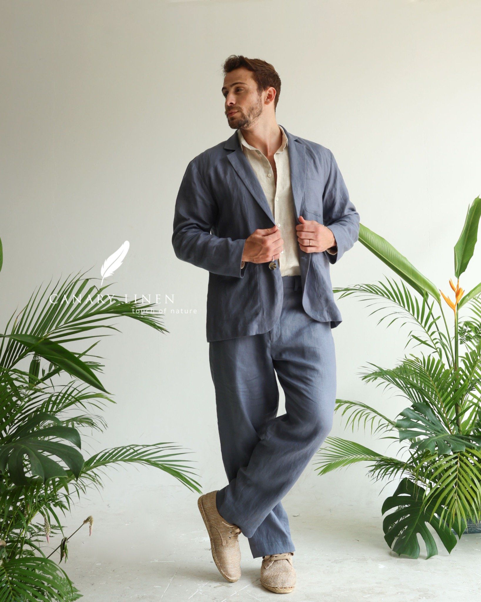  Men's Linen Stride Pants - Xám Chì 