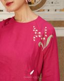  Áo dài cổ tròn - Hoa Linh Lan 