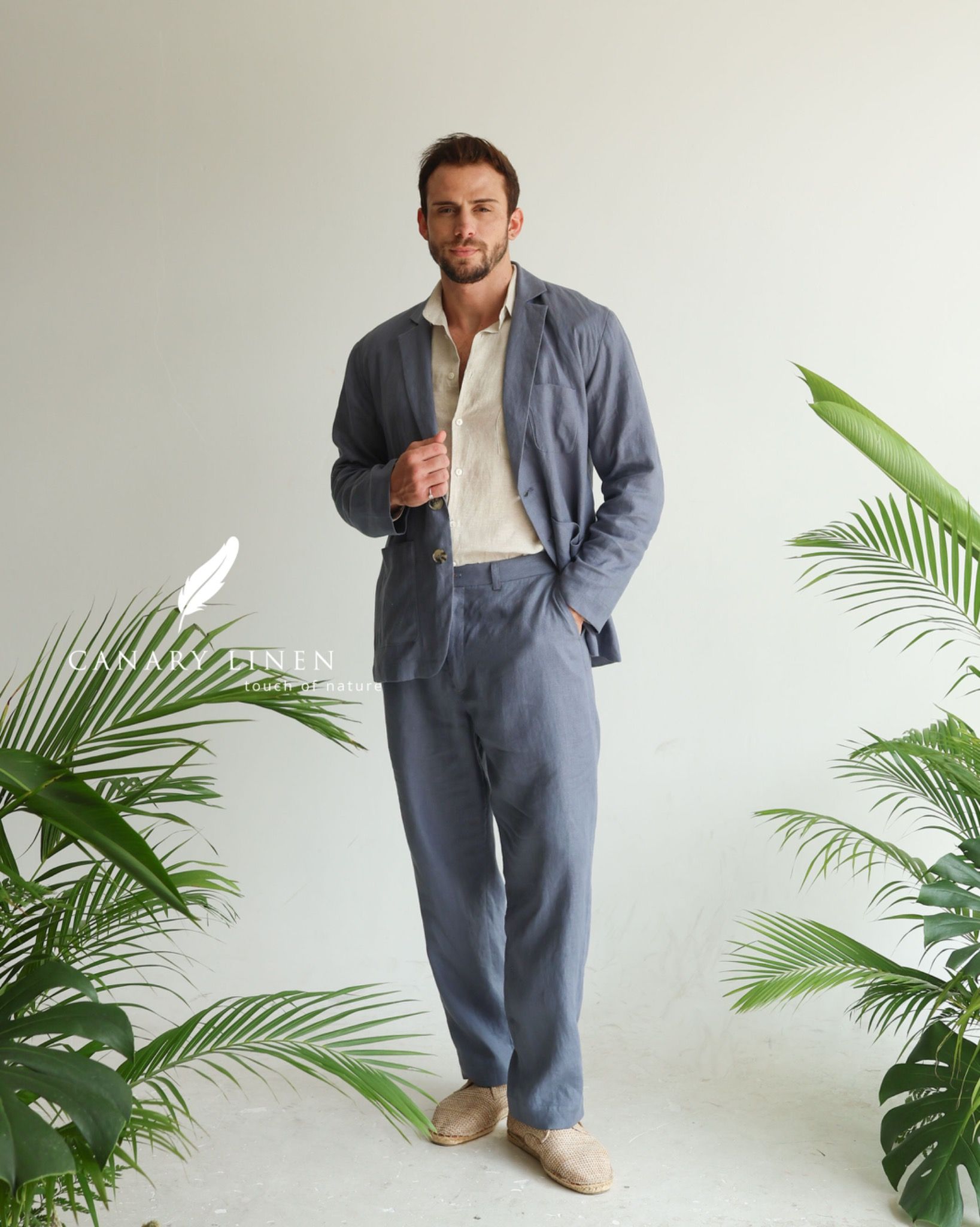  Men's Linen Stride Pants - Xám Chì 