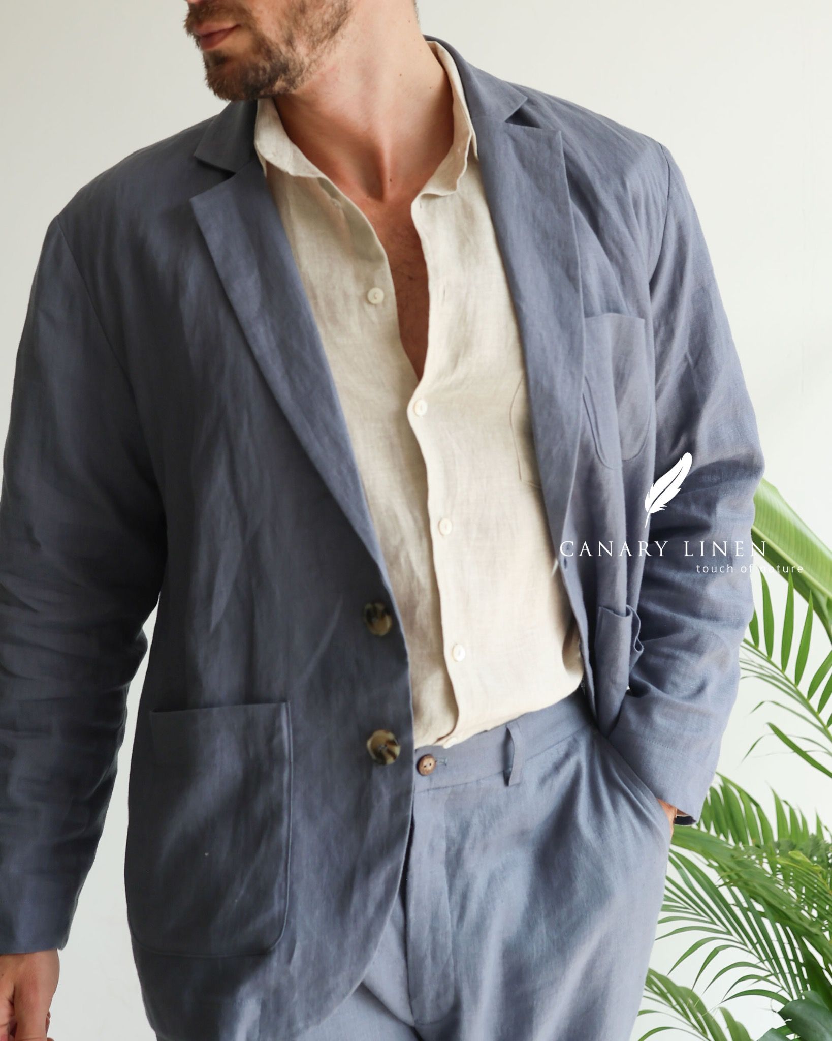  Men's Linen Stride Pants - Xám Chì 