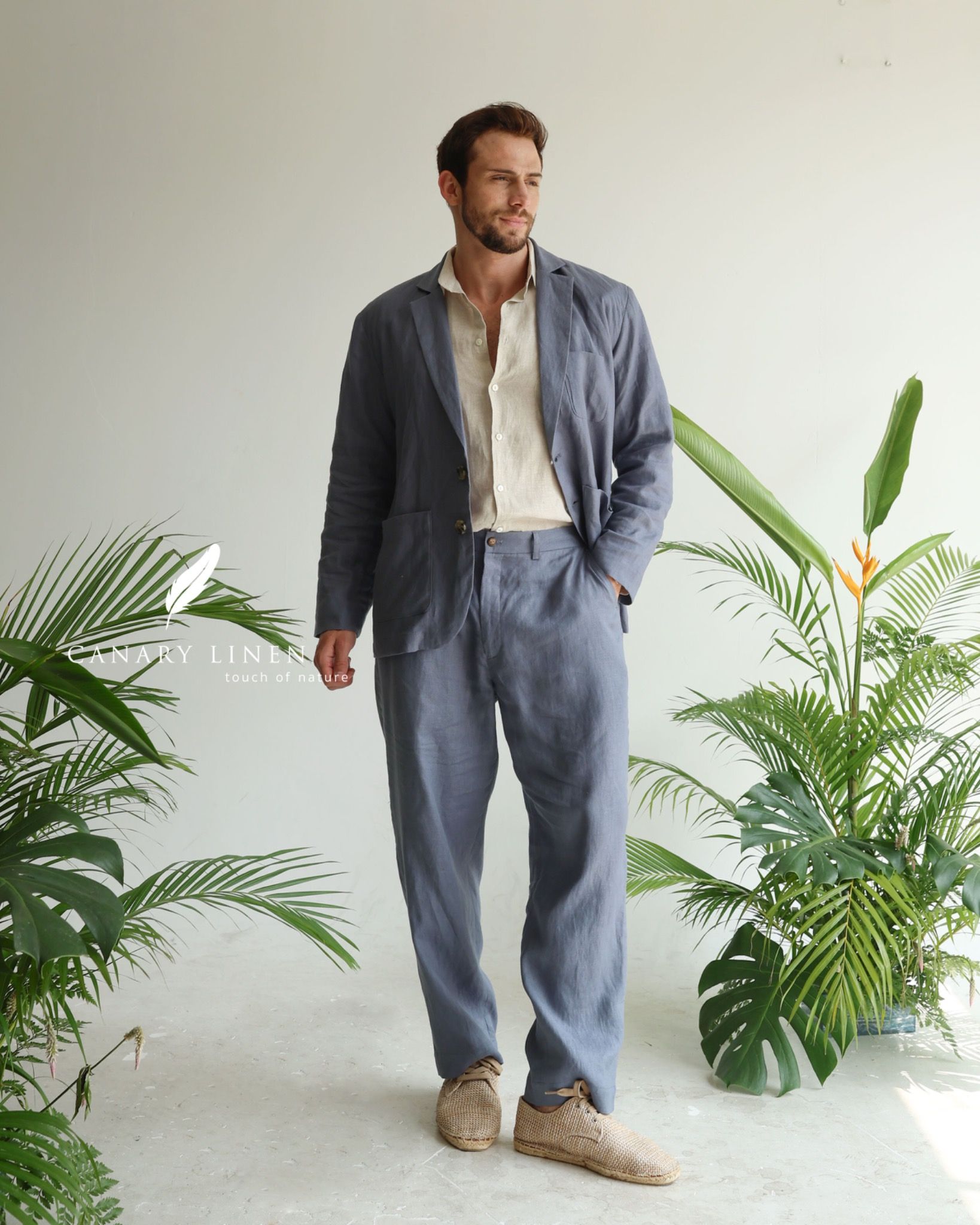  Men's Linen Stride Pants - Xám Chì 