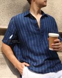  Short - Sleeve Polo Shirt - Xanh sọc 