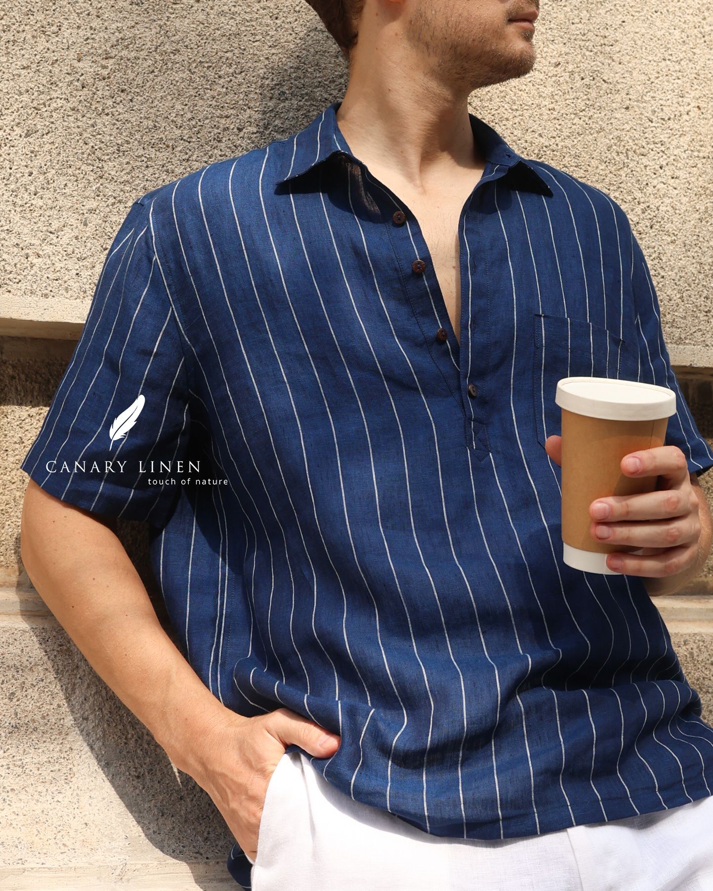  Short - Sleeve Polo Shirt - Xanh sọc 