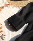  Áo sơ mi nút cài eo - Đen 