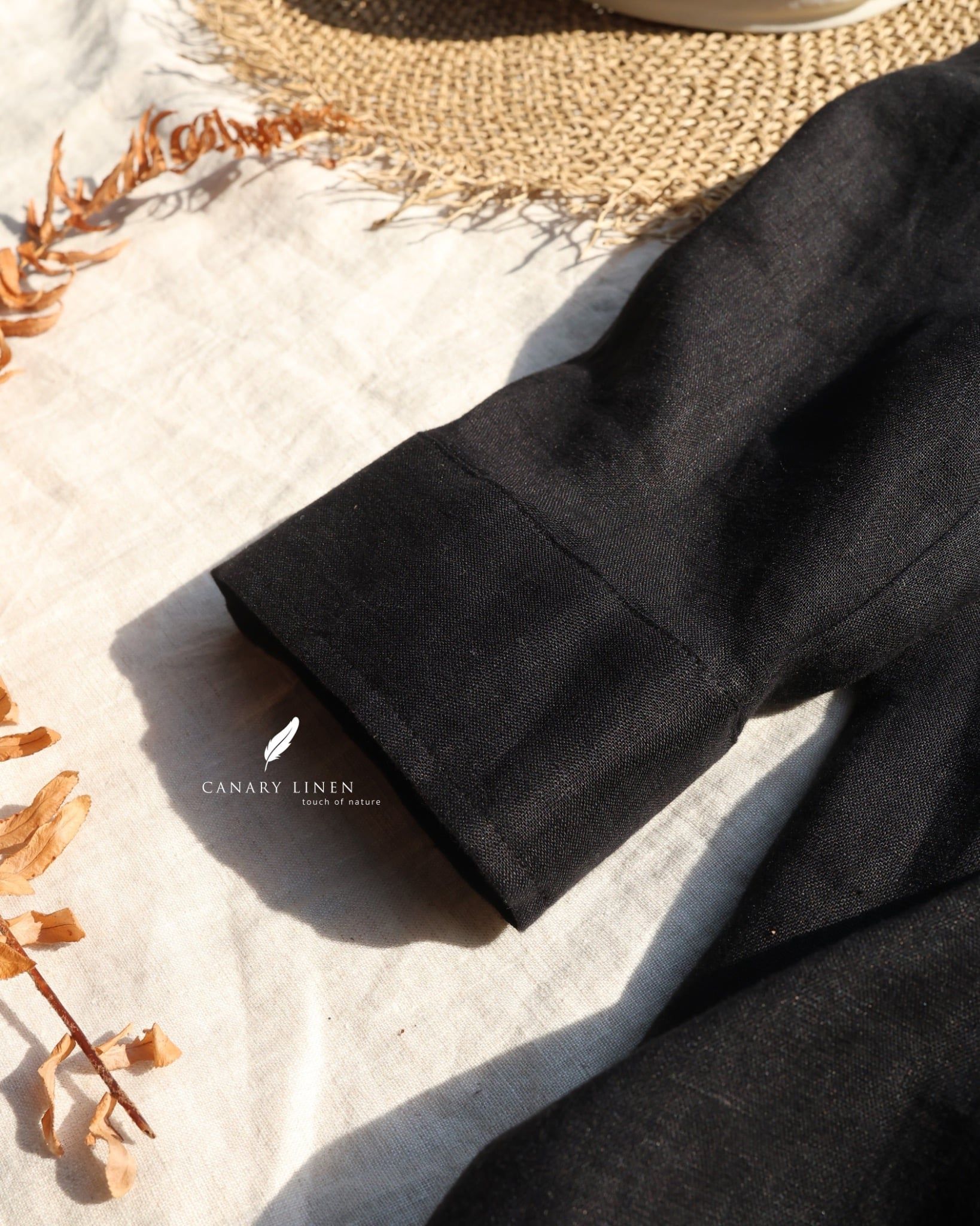  Áo sơ mi nút cài eo - Đen 