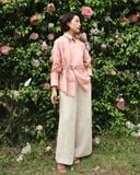  Áo sơ mi cột eo - Hồng cam 
