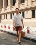  Short-Sleeve Polo Shirt - Trắng sọc 