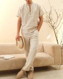  Áo cổ nẹp gài nút tay ngắn - Muối tiêu 