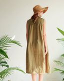  Pleat Dress - Xanh olive 