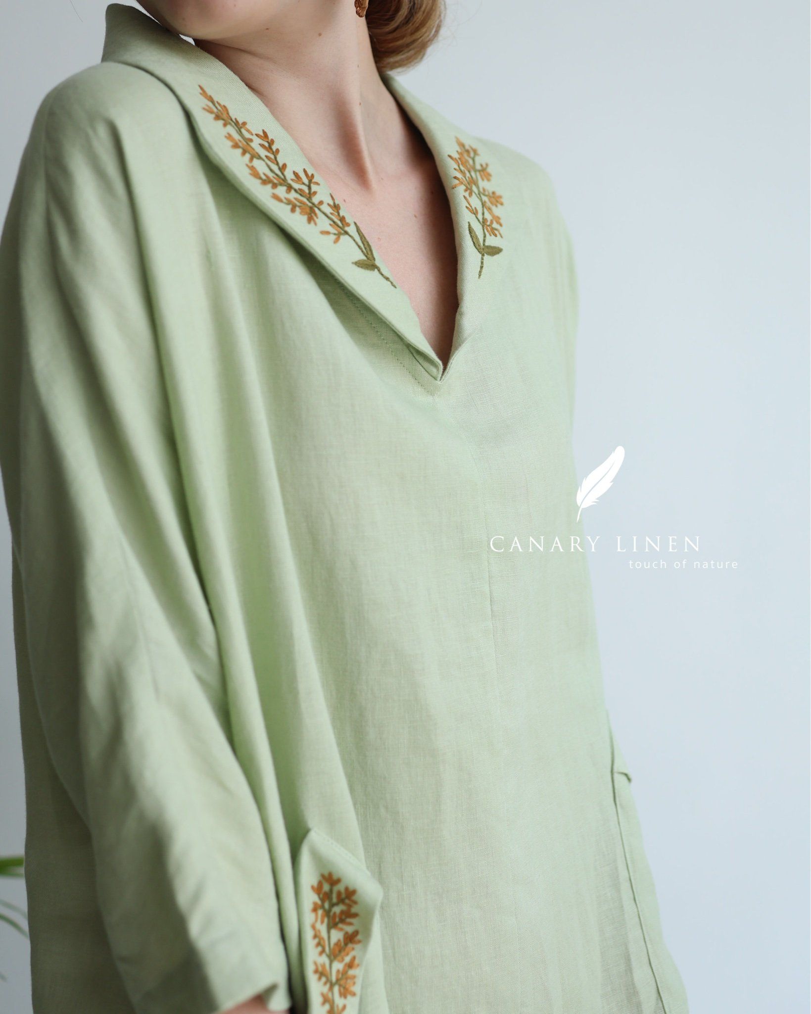  Collar Dress - Xanh đậu 