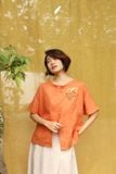  Áo cổ lọ cài nút - Cam 
