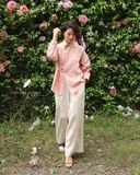  Áo sơ mi cột eo - Hồng cam 