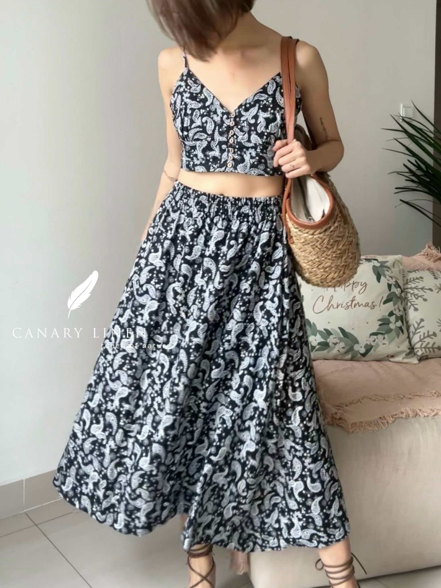 Váy đầm maxi thun 2 dây hở lưng - ANN.COM.VN