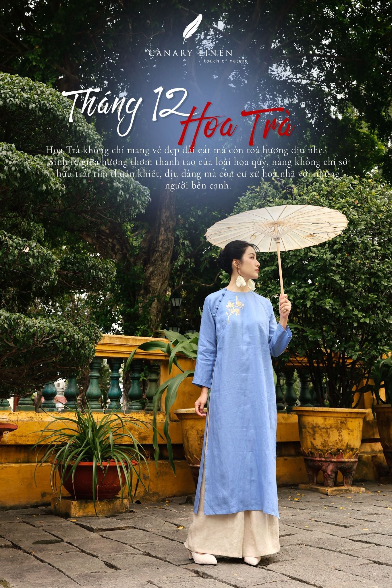  Áo dài cổ tròn - Hoa Trà 