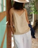  Áo 2 dây cổ tim có tăng đưa - Kem 