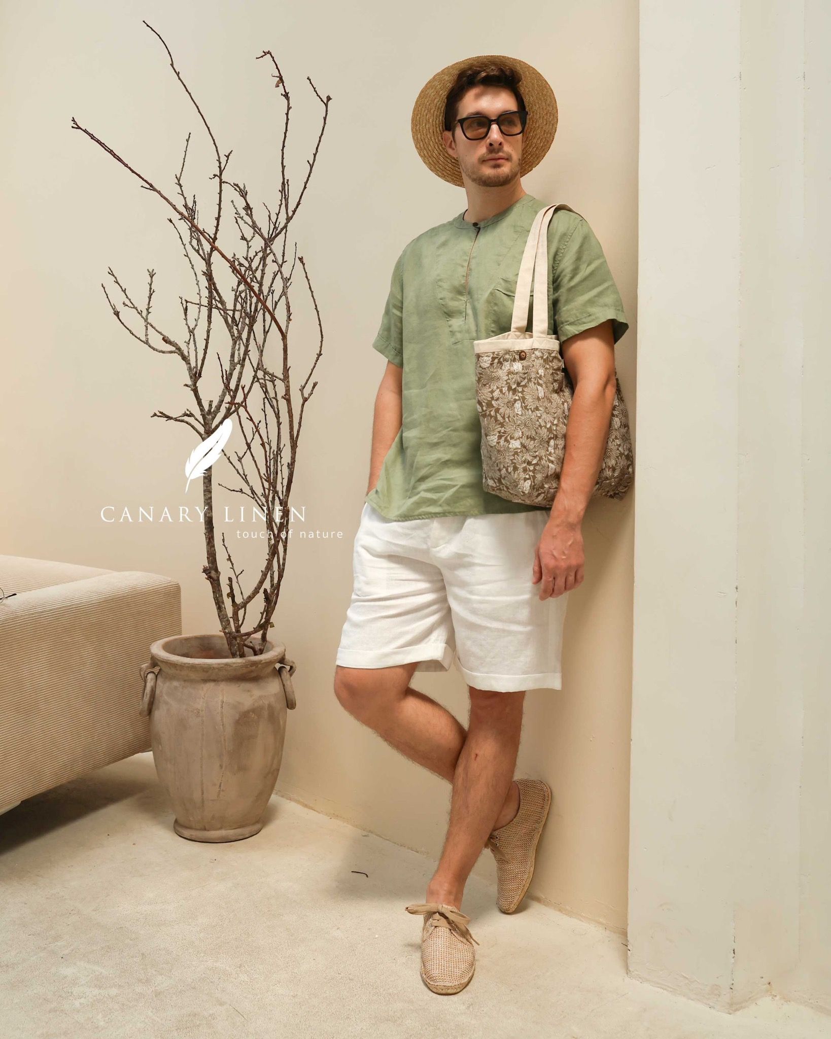  Quần shorts có lơ vê - Trắng 