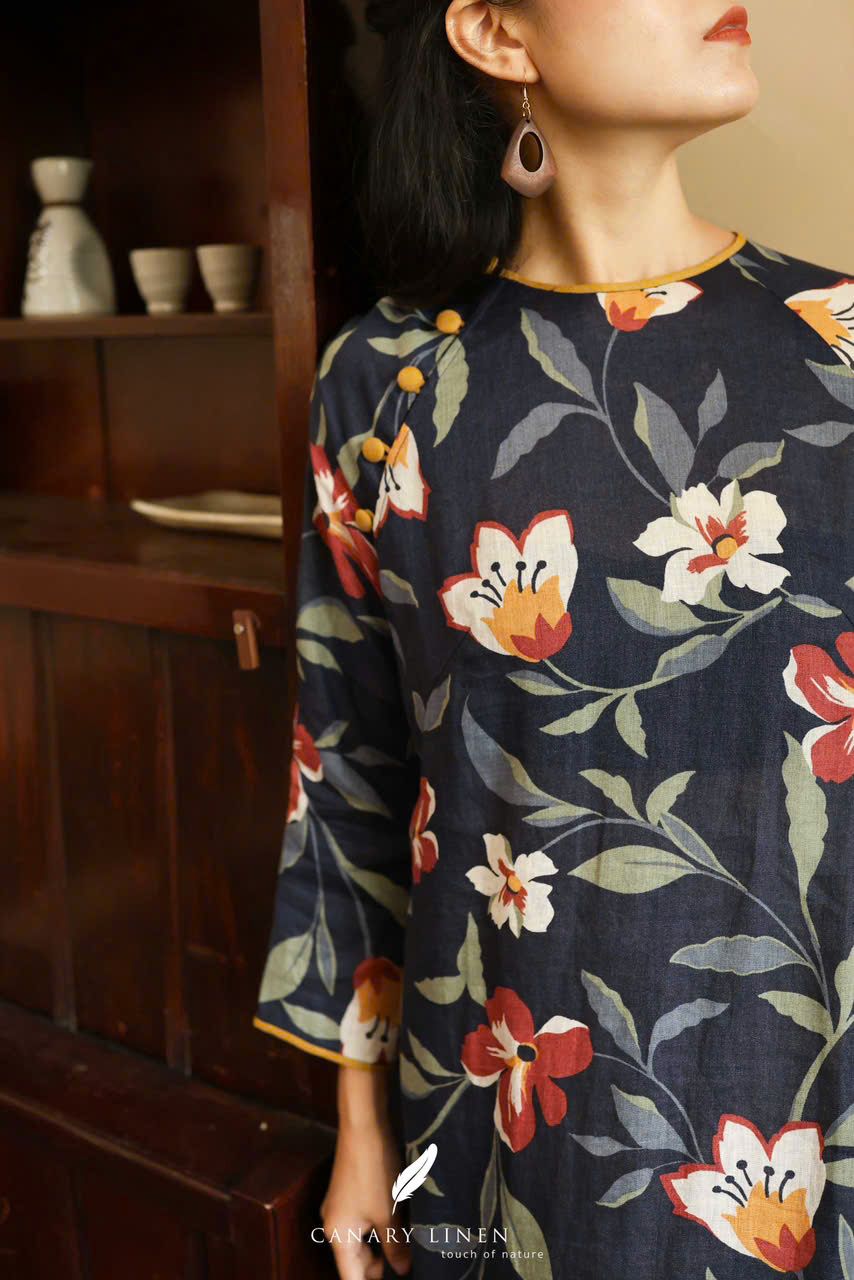  Áo dài cổ tròn Hòa Dung 