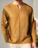  Áo cổ nẹp V tay dài - Vàng dưa 