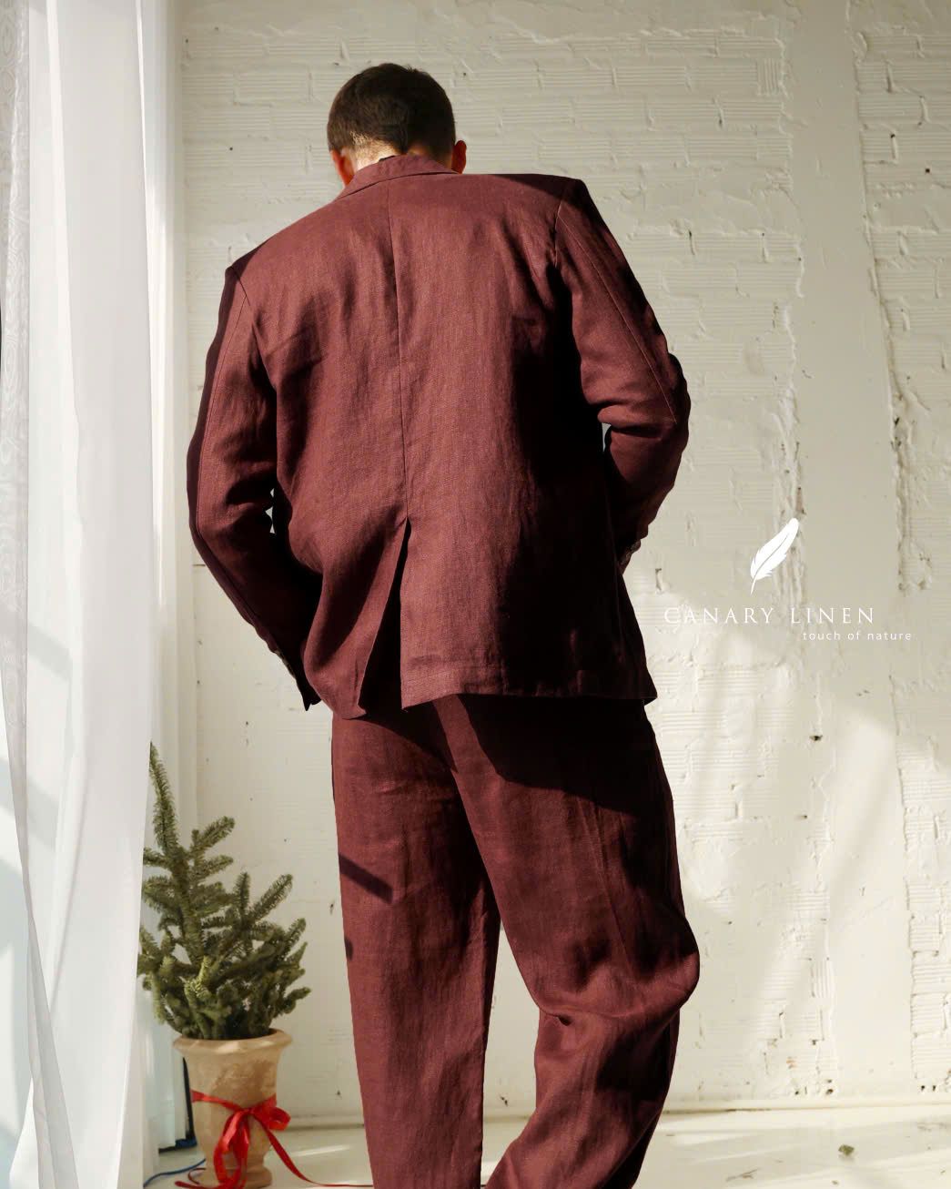  Men's Linen Stride Pants - Nâu Đỏ 