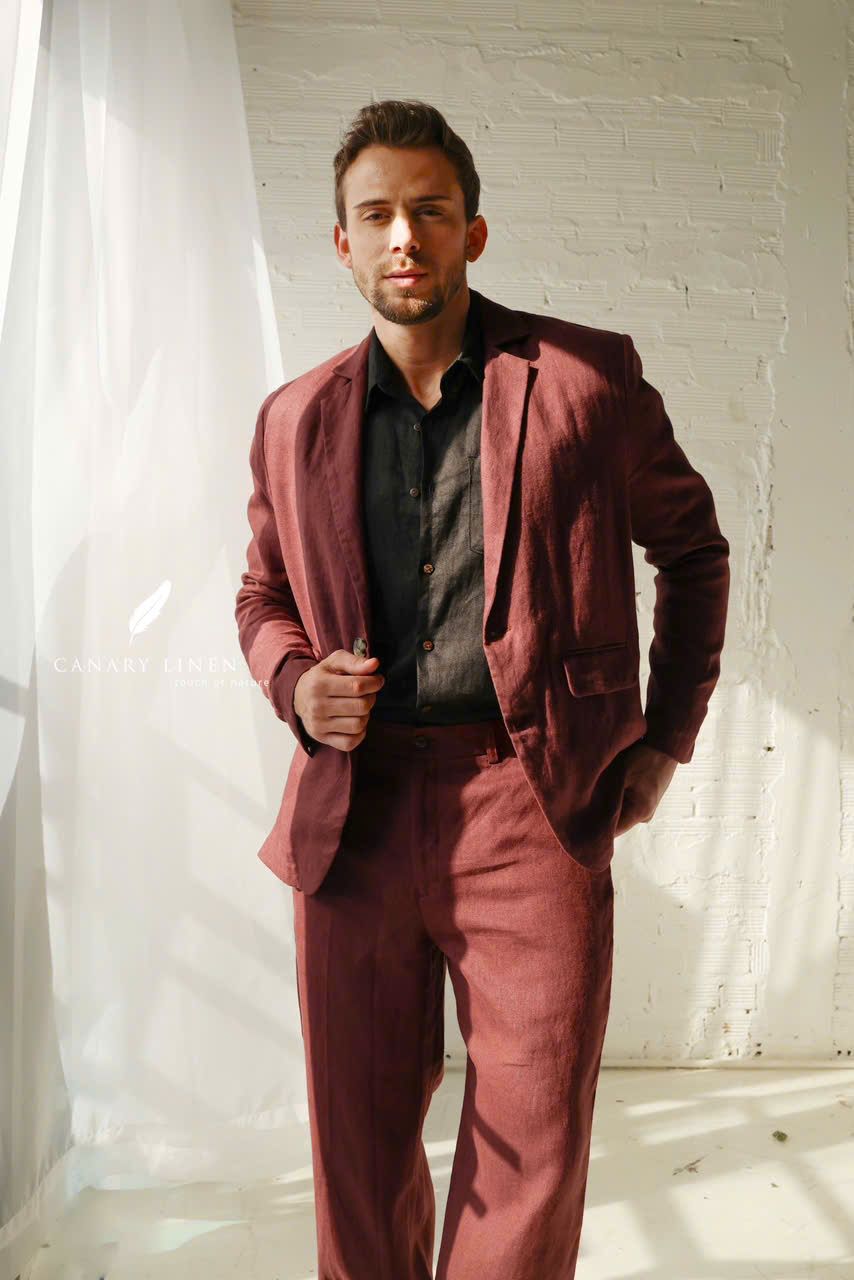  Men's Linen Stride Pants - Nâu Đỏ 