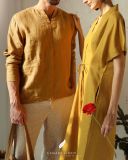  Áo cổ nẹp V tay dài - Vàng dưa 