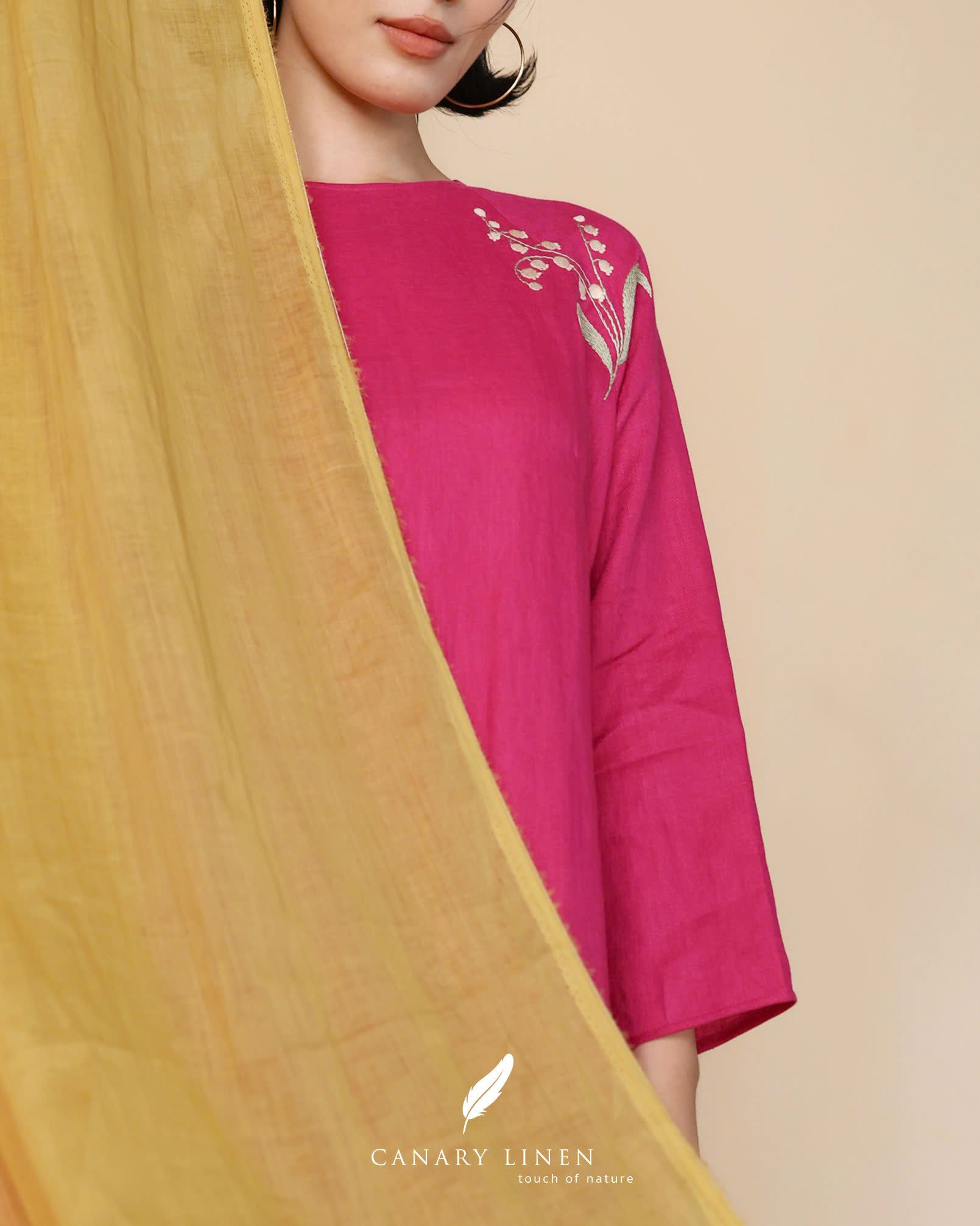  Áo dài cổ tròn - Hoa Linh Lan 