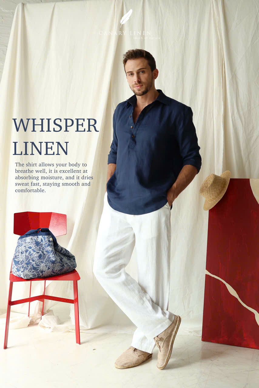  Men's Linen Stride Pants - Trắng 