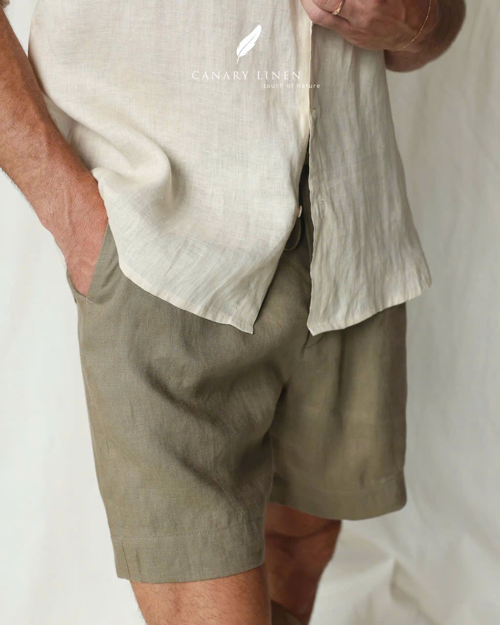  NAM - Quần shorts lưng thun cơ bản - Rêu nhạt 