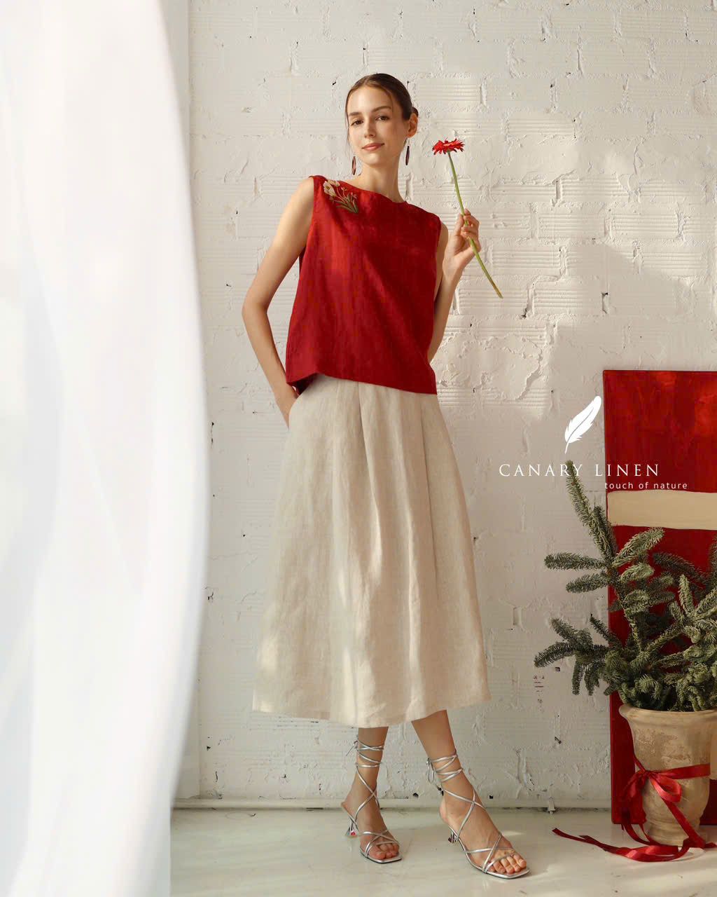  Chân váy xếp 4 li muối tiêu 