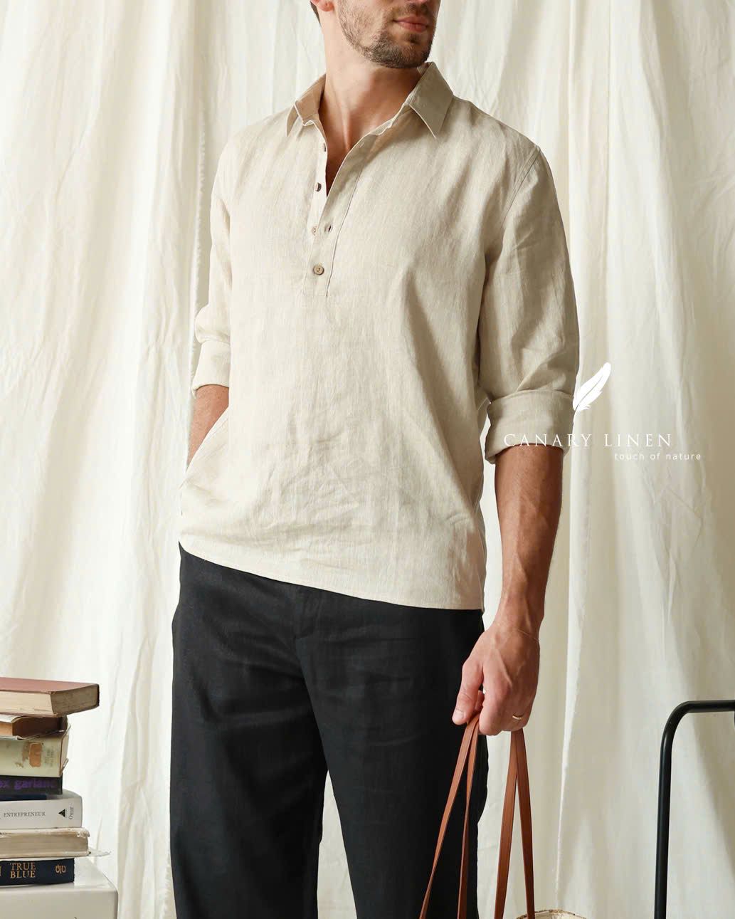  Men's Linen Stride Pants - Đen 