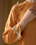  Áo dài cổ tròn - Hoa Thạch Thảo 