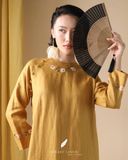  Áo dài cổ tròn - Hoa Hồng 