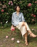  Chân váy dài nút - Muối tiêu 