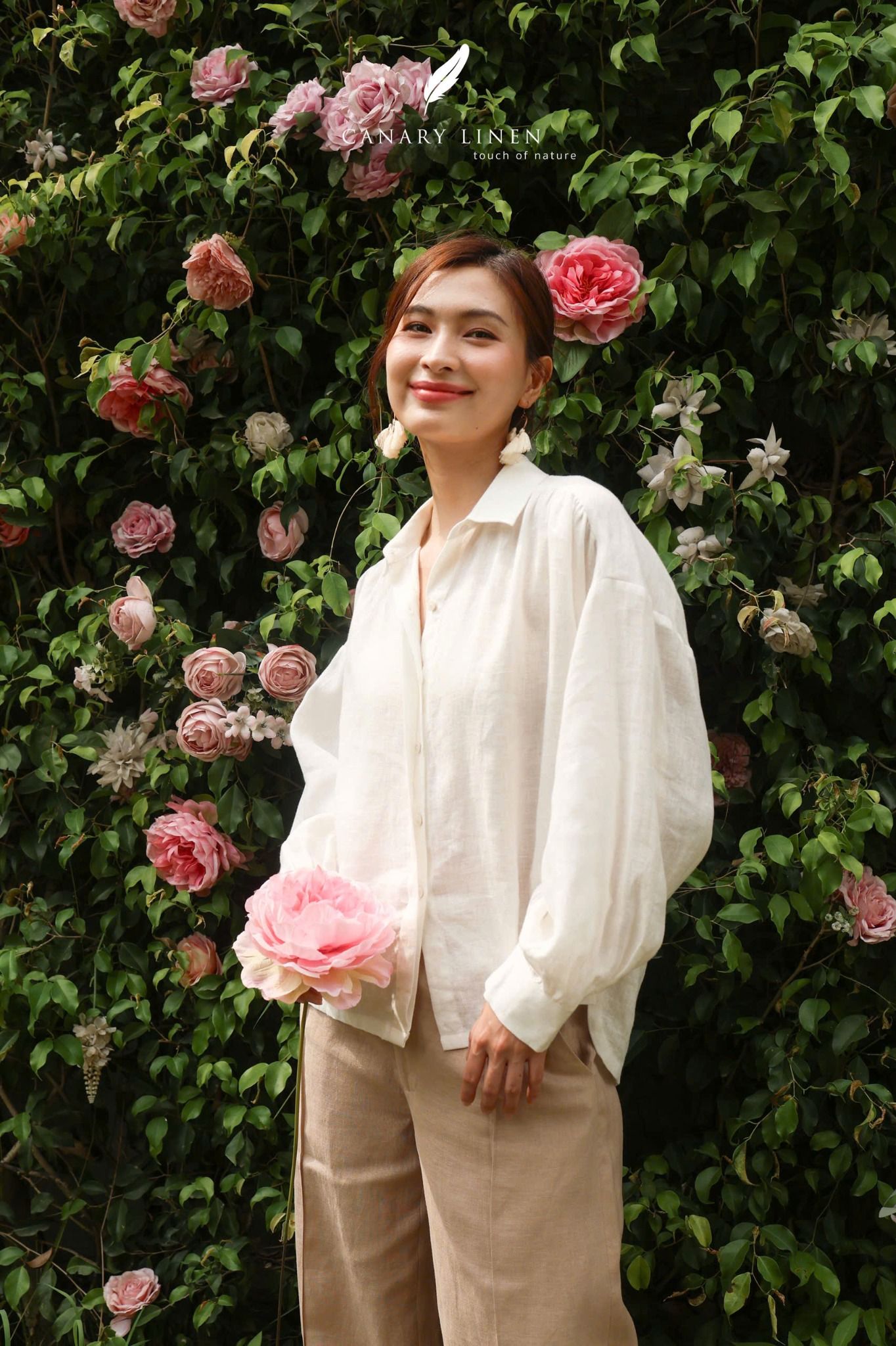  Áo sơ mi tay phồng - Trắng 