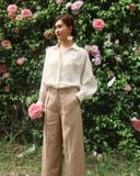  Quần ống suông gân giữa - Be nhạt 