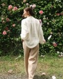  Quần ống suông gân giữa - Be nhạt 