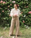  Quần ống suông gân giữa - Be nhạt 