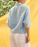  Áo sơ mi cổ sen thêu - Baby Blue 