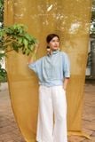  Áo sơ mi cổ sen thêu - Baby Blue 