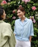  Áo sơ mi cổ sen thêu - Baby Blue 