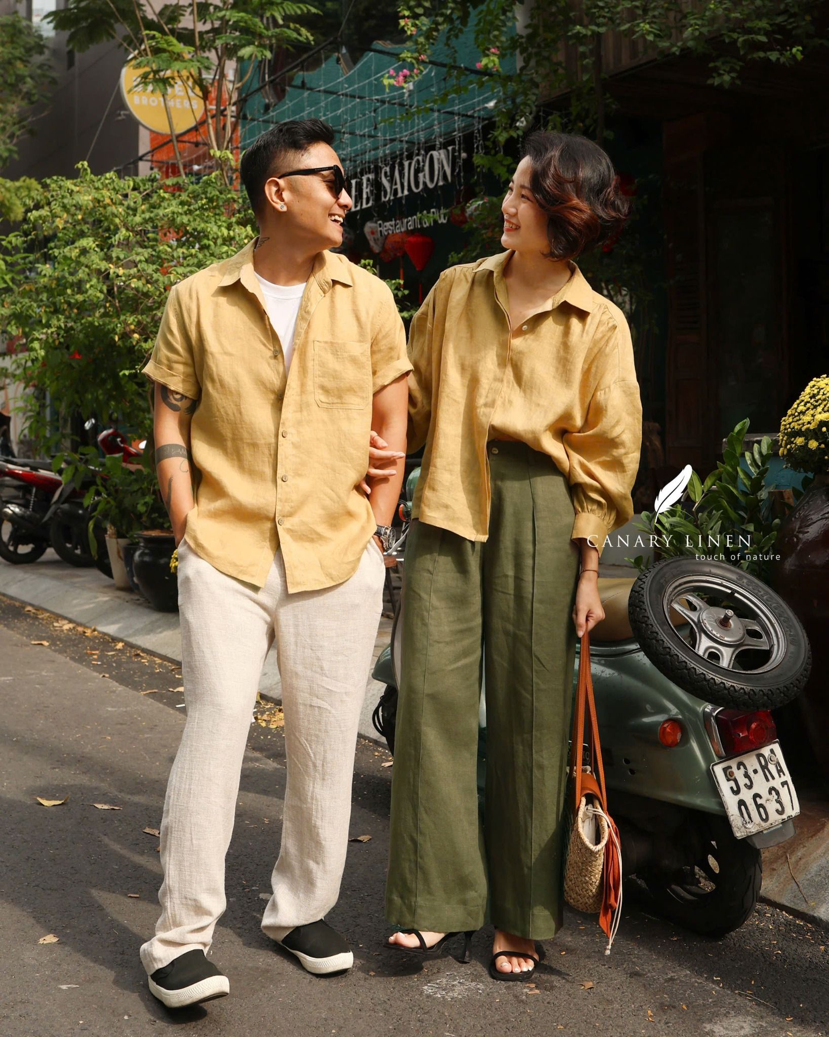  Áo sơ mi tay phồng - Vàng gừng 